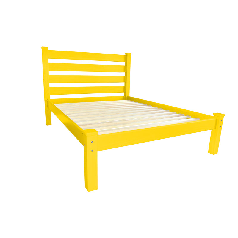 Base de lit en bois massif Homestead, Jaune canari, Grand