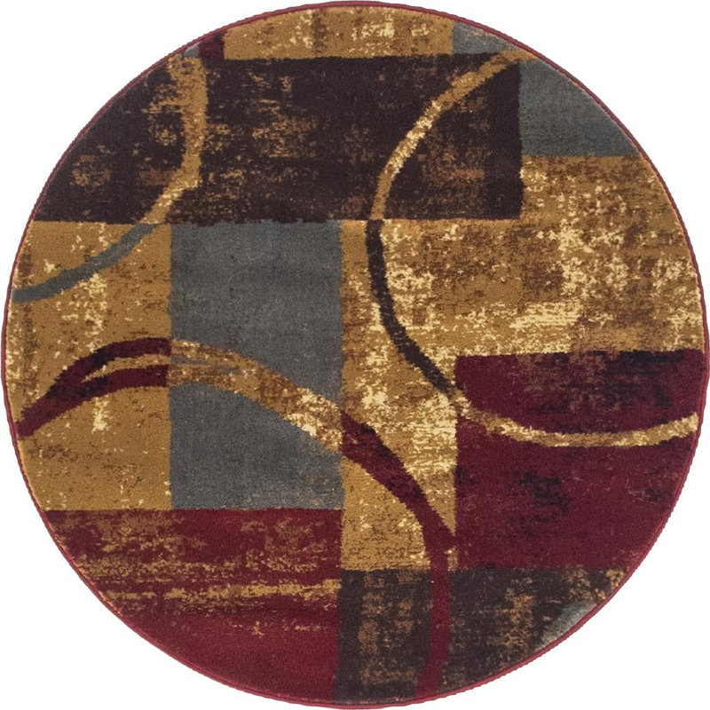 Tapis multicolore à motif géométrique Adetomiwa, Rond 10pi