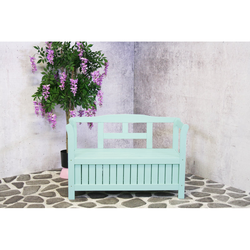Fazio Solid Wood Pine Outdoor Bench, Blue