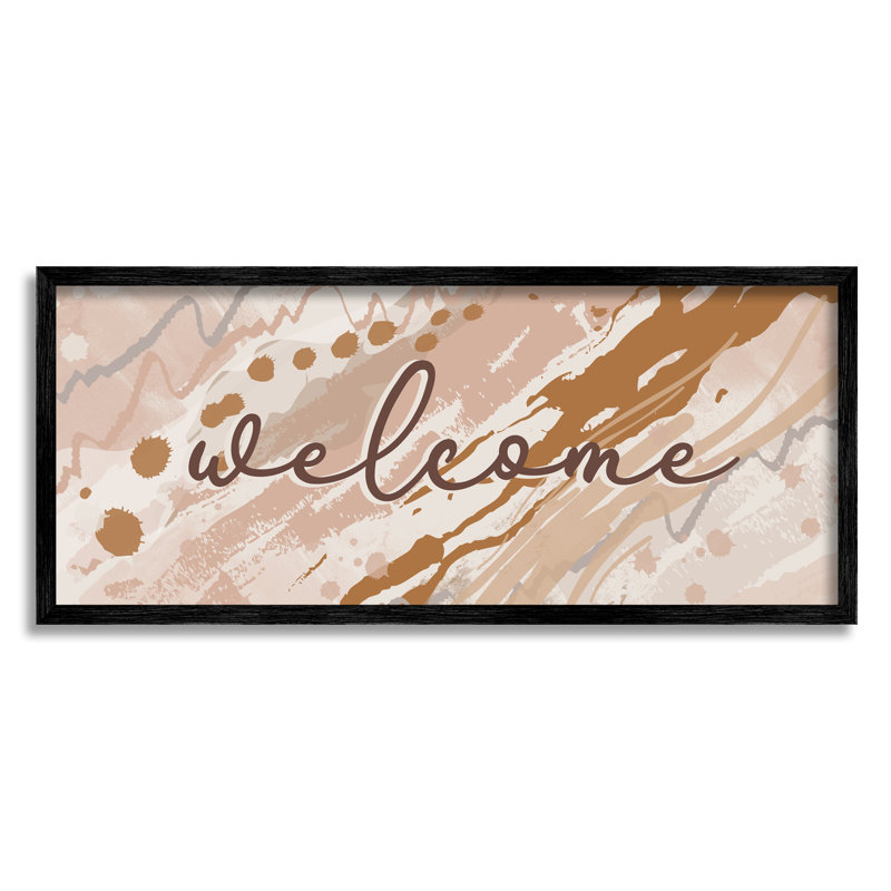 Motif de géode abstraite «Welcome Greeting» par Jennifer Ellory - Art textuel, Giclée encadrée noir minuit, H 13 po x l 30 po