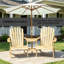 Banc Adirondack 2 places en bois de sapin avec table d'appoint centrale et trou pour parasol, siège pour foyer extérieur de patio