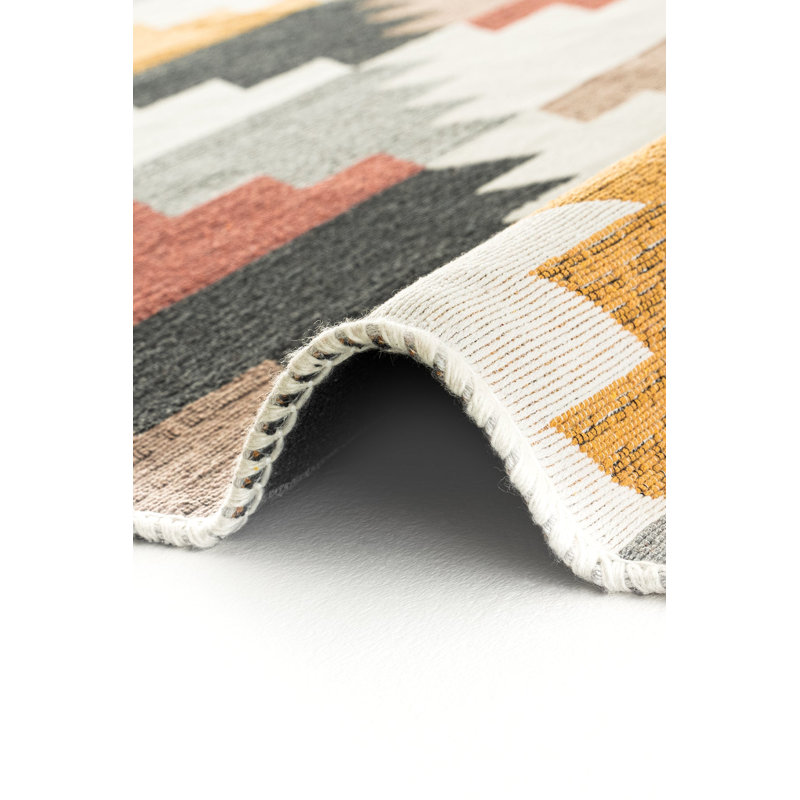 Aftandil Geometric and Trellis Cotton Indoor / Outdoor Area Rug, Runner 2'7" x 9'10"