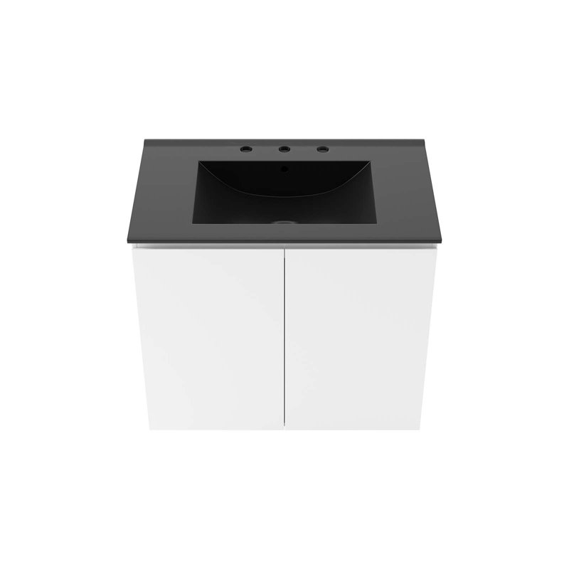 Modway Bryn 30" Wall-Mount Bathroom Vanity, Black, White