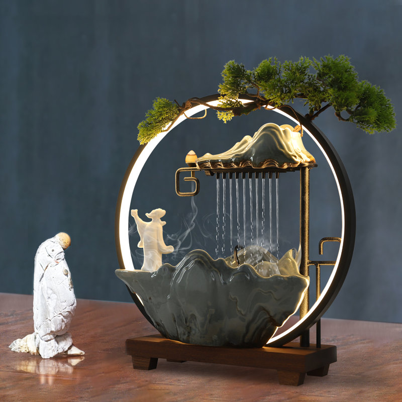 Fontaine d'intérieur pour bureau avec cascade et lumière DEL et brume