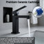 Robinet de salle de bain noir mat 35,1 x 19,6 x 7,4 po avec bonde escamotable, poignée simple et fabrication en métal-132838647