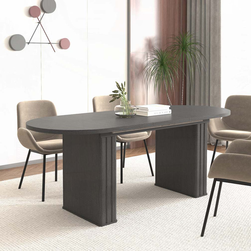 Table de salle à manger extensible pour 4 à 8 personnes, Black, H 29,53 po x L 78,74 po x l 31,5 po