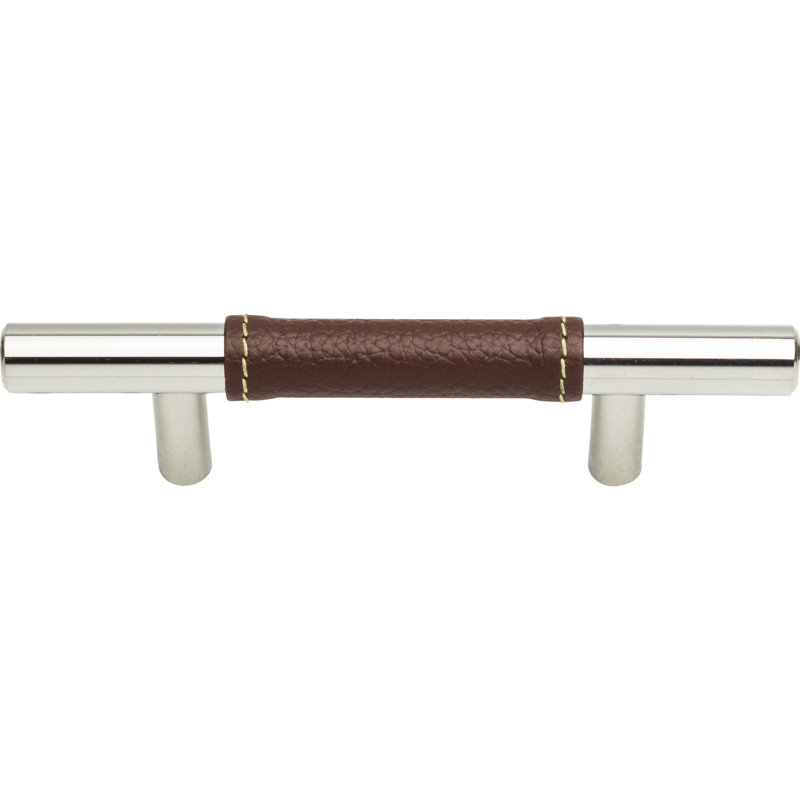 Zanzibar 17" Center to Center Appliance Pull, 3", Coco Leather/Polished Chrome