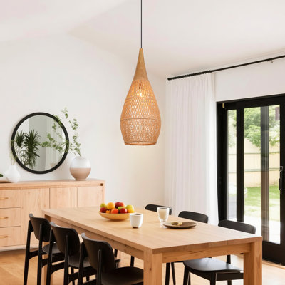Luminaire suspendu tissé en rotin naturel pour salle à manger