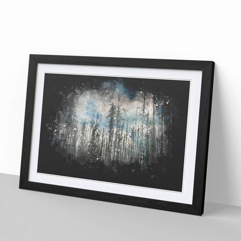 Winter Forest Vol.2 Paint Splash - Picture Frame Graphic Art, Black, 36cm H x 48cm W x 2cm D