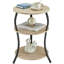 Table de bout ronde à 3 niveaux avec tablette de rangement - 15,75 x 24 po - Table de chevet rétro pour la chambre à coucher ou le salon - Chêne