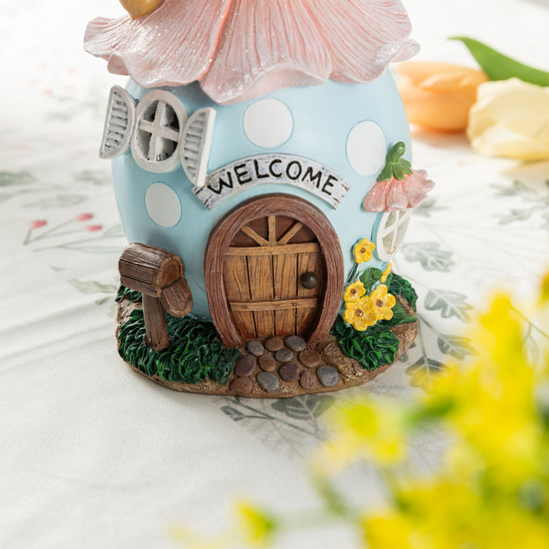 8"H Lighted Easter Resin Egg Shaped House Table Decor