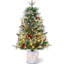 Ensemble de 2 sapins de Noël enneigé avec 78 lumières DEL, baies rouges et minuterie, base en pot
