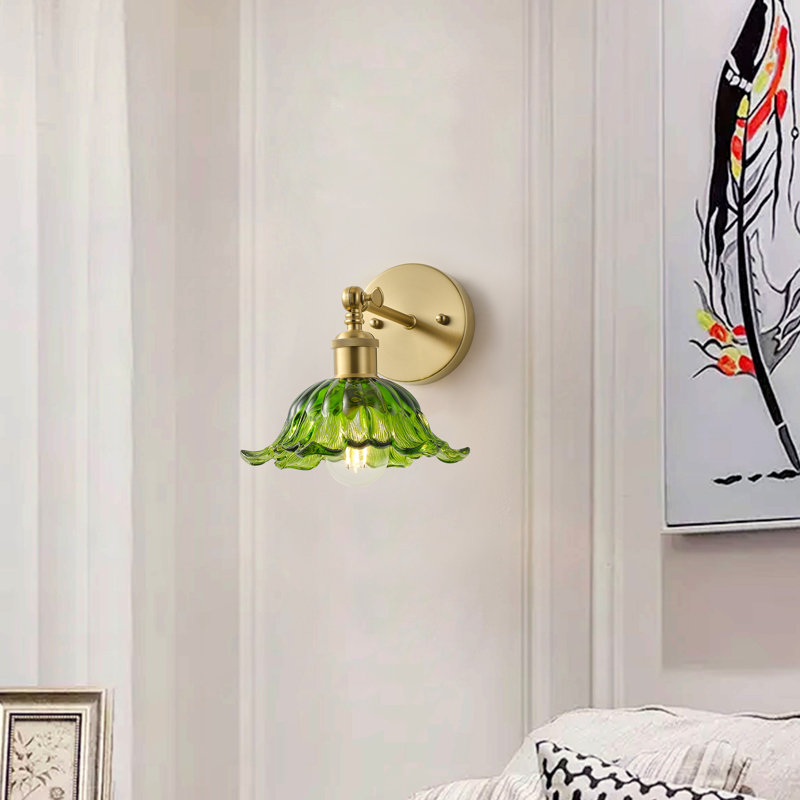 1-Light green glass dimmable Wall Sconce