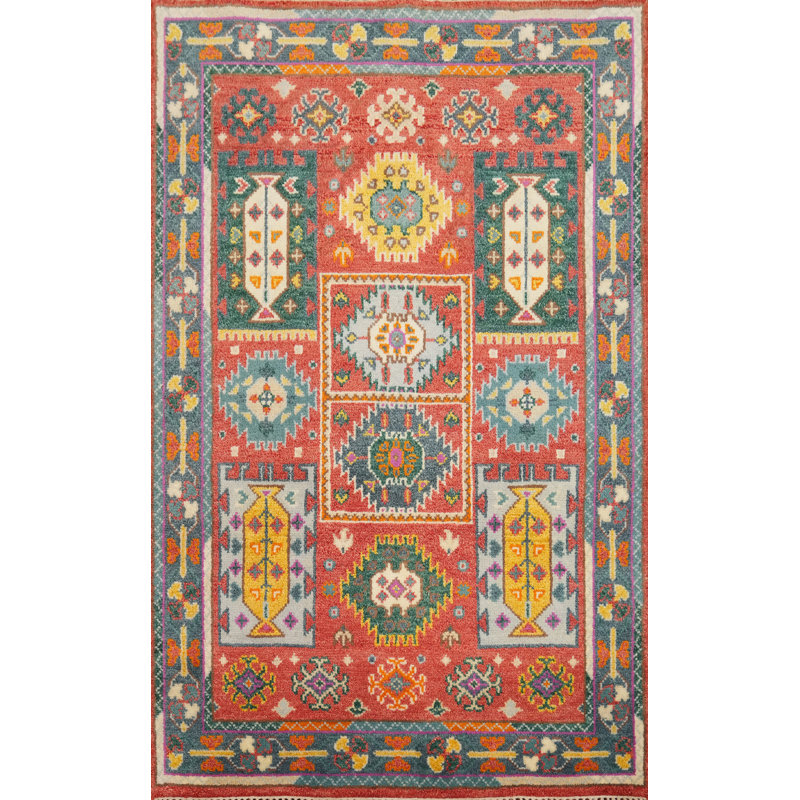 Tapis oriental indien fait à la main Kazak 4 x 6