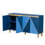 Buffet 60 po avec 4 portes, effet dimensionnel, tablettes réglables à trois niveaux, pieds en bois massif et rangement rétro bleu marine foncé, configuration à 4 portes, tablettes, patiné-184367762
