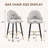 Light Gray PU Leather Bar Stools with Gold Accent Footrest, Set of 2-2032043771