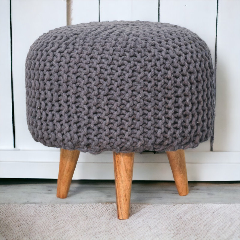 Saylorville 40cm Wide Round Solid Colour Footstool Ottoman, Grey
