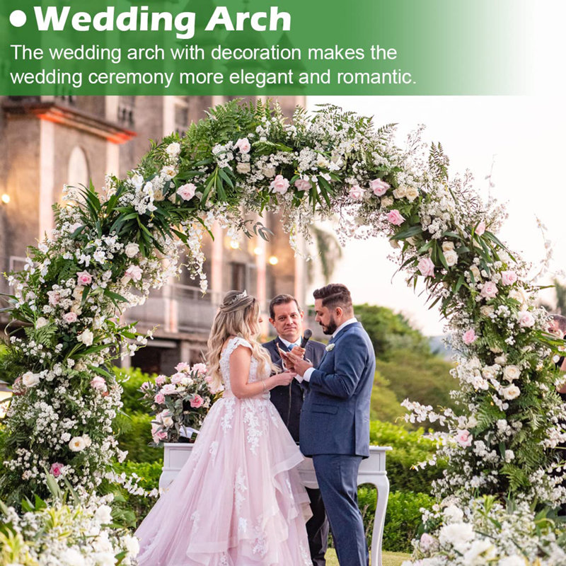 Arche de mariage antirouille avec base de mariage, H 110,4 po x l 86,4 po x P 15 po, Noir