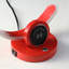 Lampe de table rouge vif de 13,25 po en forme de C avec port USB / sans fil et gradateur tactile
