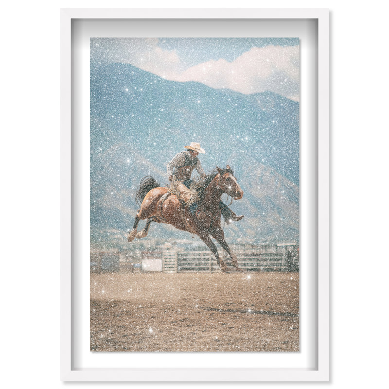 Bronc Rider Print by Oliver Gal, 37.5" H x 25.5" W, White Shadowbox