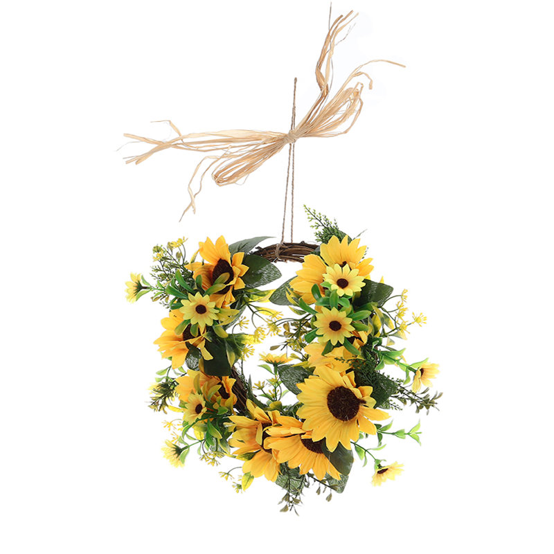 Handcrafted Faux Sunflower 35cm Wreath