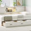 L-Shaped Bed Frame With Drawer And And Bookcase,Corner Bed Wooden Captain Bed With Led Downlight And USB Port For Small Room,Bedroom, Guest Room, Bed Frame-2115609429