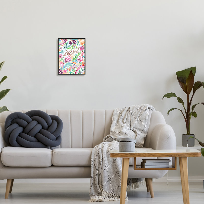 «Blessed Whimsical Flower Shapes» par Sally Swatland - impression, Giclée encadrée noir minuit, H 14 po x l 11 po x P 1,5 po