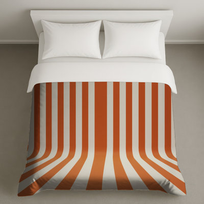 Orange White Vertical Stripes Duvet Covers