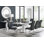 Alezzo Modern High Gloss Extendable Dining Table Set with 8 Upholstered Faux Leather Dining Chairs