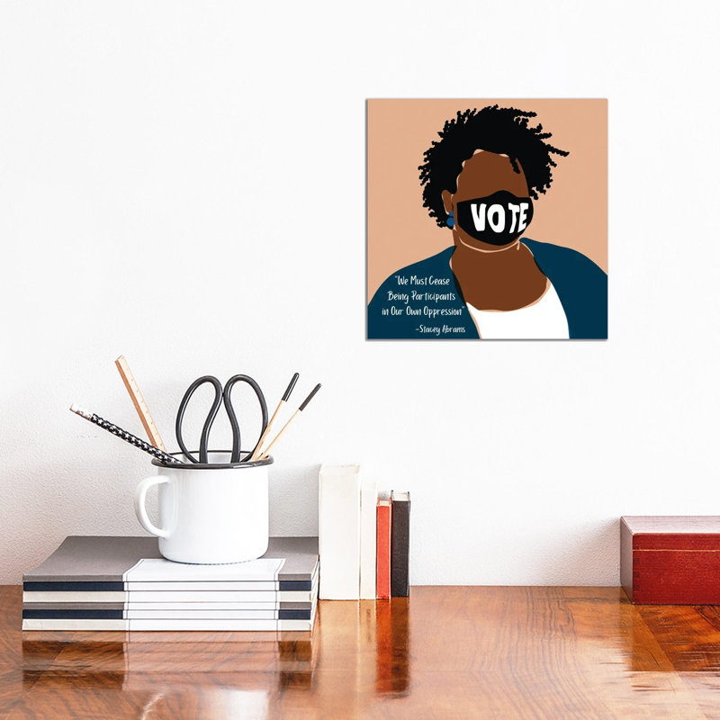 Stacey Abrams - Print on Canvas, White Framed, 45.72 cm H x 45.72 cm W