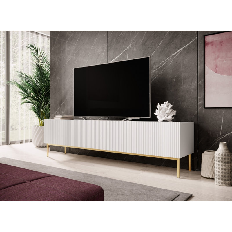 Amarr Unfinished TV Stand for TVs up to 55", White/Gold