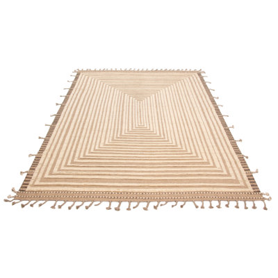 Tapis en laine crème noué à la main 9 pi 0 po x 11 pi 10 po Tanger