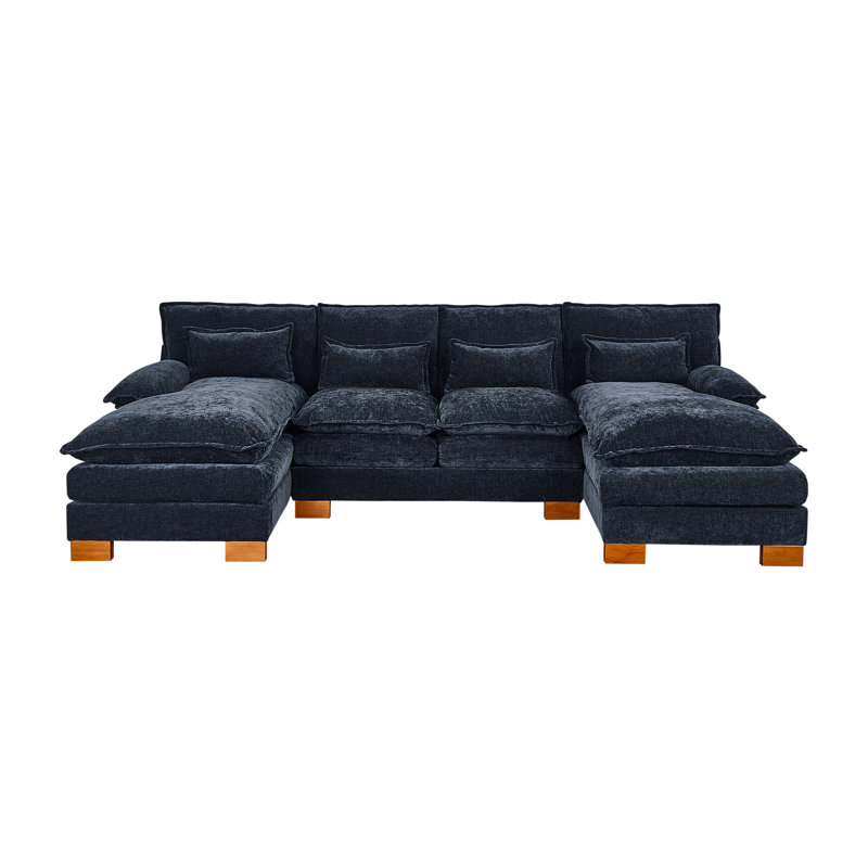 Chenille avec méridienne double, bleu, 3, tissu en polyuréthane, 500 lbs stable, 3 fauteuils debout, chargement sécurisé