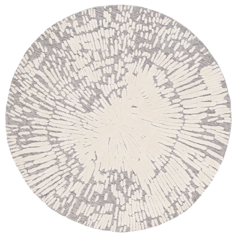 Tapis gris / ivoire Metro 478, Rond 6 pi