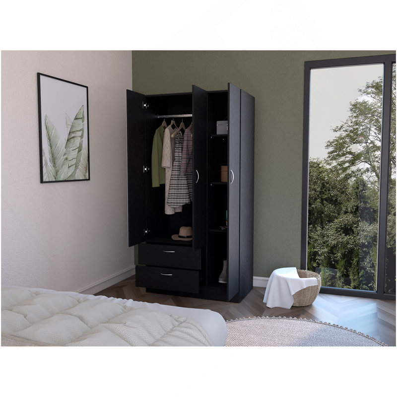 Armoire Haddam, chambre à coucher, noir, Noir