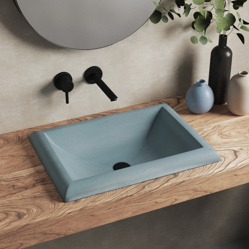 Montecito Handmade Rectangular Drop-in Bathroom Sink, Sand