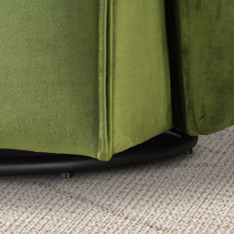 Fauteuil demi-tonneau pivotant en velours Amundsen, Velours vert