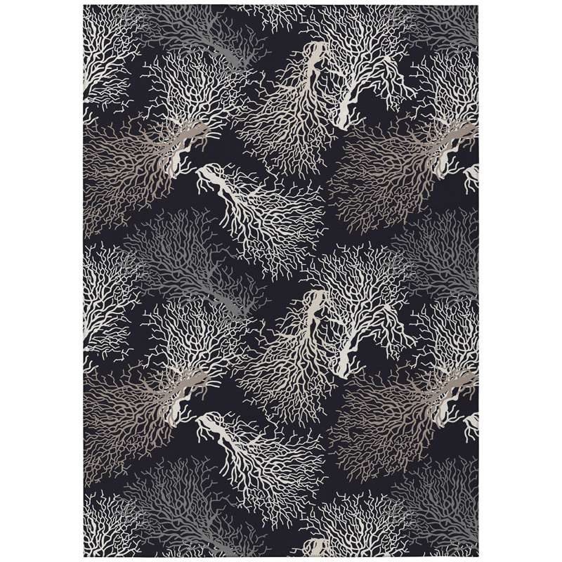 Narang Washable Floral Indoor / Outdoor Rug, Rectangle 9' x 12'