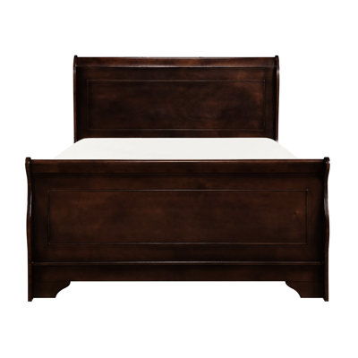 Classic Wooden Full Bed Frame In Dark Cherry Finish For Dreamy Bedroom Elegant