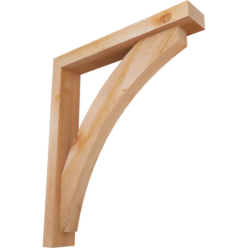 4"W x 24"D x 28"H Thorton Block Rough Sawn Bracket w/ Offset Brace, Western Red Cedar, 28 x 24