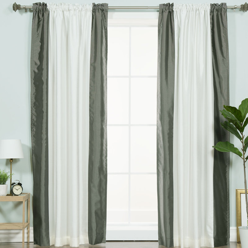 Bicester Blackout Curtain Single Panel, Ivory/Dark Grey