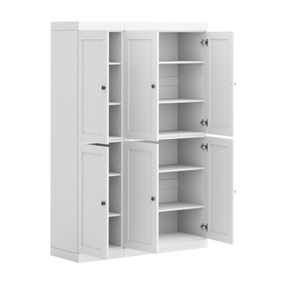 100% Solid Wood 48.5" Pantry Cabinet with Shaker Doors and Adjustable Shelves