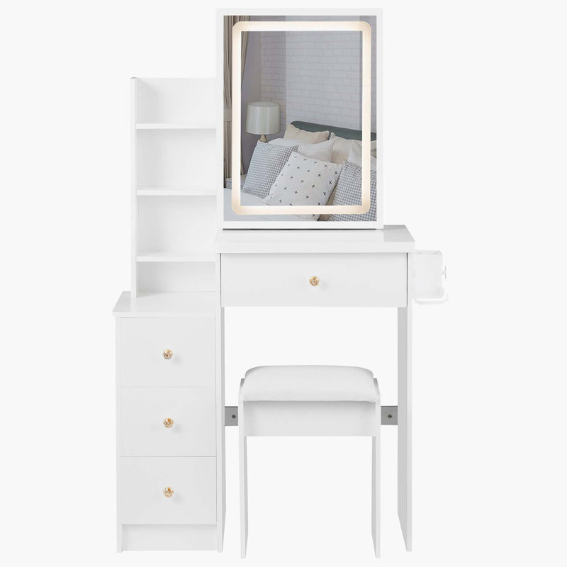 Table de chevet avec armoire de chevet, Duplicata blanc