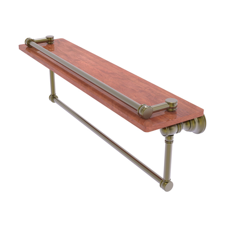 Tablette en bois massif Freyja, H 5,54 po x l 22 po x P 7,4 po, Laiton antique