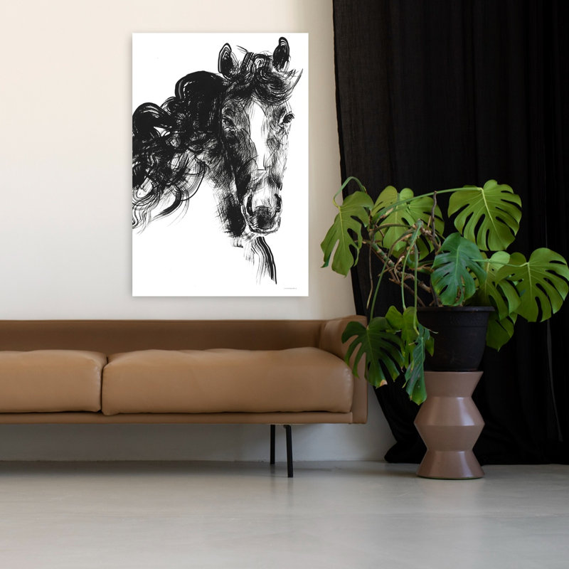 Art contemporain abstrait cheval doux, H 48 po x l 32 po