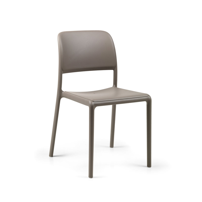 Achan Stacking Patio Dining Side Chair with Cushion, Tortora