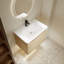 Meuble-lavabo simple en chêne blanc avec lavabo en céramique-497962686