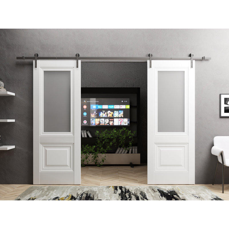 Portes de grange en bois givré Lucia, 72 po x 96 po