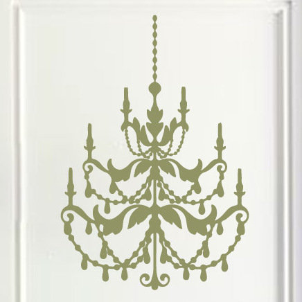 Décalcomanie murale lustre française, Olive, H 24 po x l 16 po x P 0,01 po
