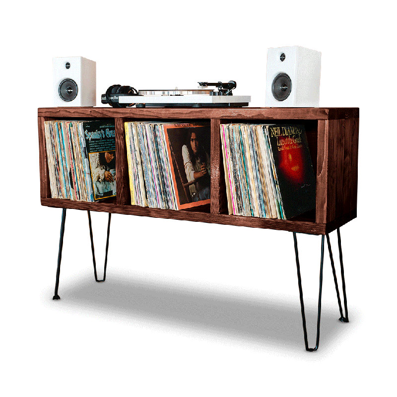 Pine Solid Wood Stainless Steel 22 " H Media Shelves, Honey